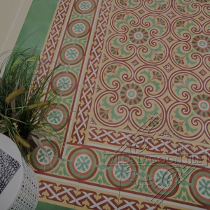 Cheerful colors of cement tile, perfect for a living room, kitchen, sunroom, laundry, foyer or office.