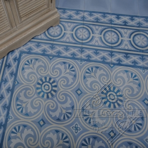 Mid range blue cement tiles in Cuban designs