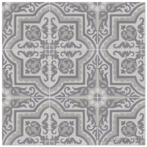 a group of nine cement tiles in shades of gray