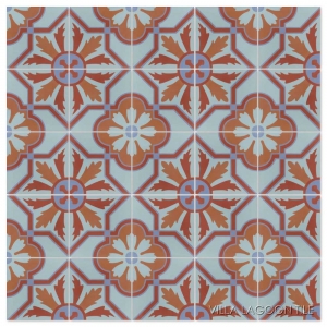 Twenty five tile layout of a Cuban tile in sunset and ocean colors